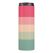 Colorblock Horizontale Stripe Roze en Groen Monogr Thermosbeker (Achterkant)