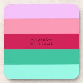 Colorblock Horizontale Stripe Viva Magenta Spring Bier Onderzetter