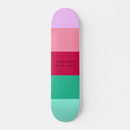 Colorblock Horizontale Stripe Viva Magenta Spring Persoonlijk Skateboard (Voorkant)