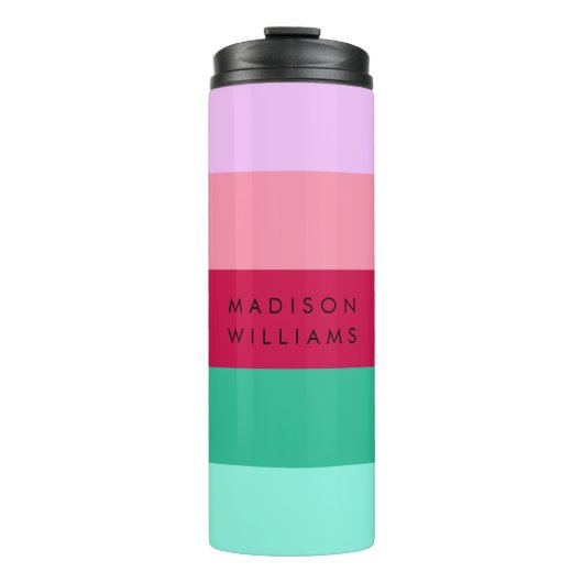 Colorblock Horizontale Stripe Viva Magenta Spring Thermosbeker (Voorkant)