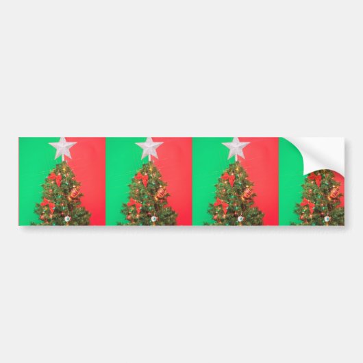 colorblock kerstboom bumpersticker (Voorkant)