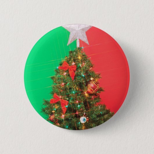 colorblock kerstboom ronde button 5,7 cm (Voorkant)