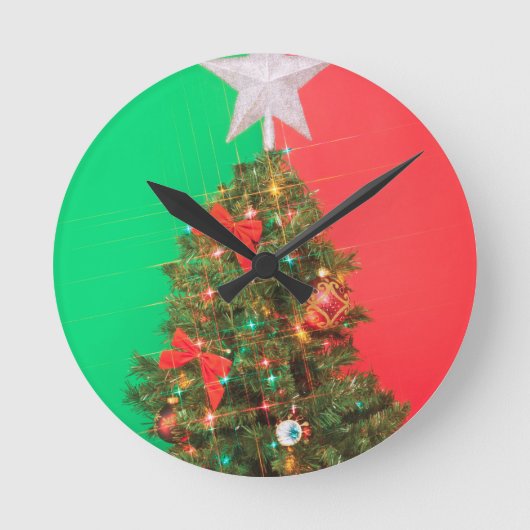 colorblock kerstboom ronde klok (Voorkant)