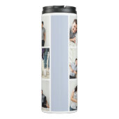 Colorblock Monogram Familie Fotocollage | Blauw Thermosbeker (Achterkant)