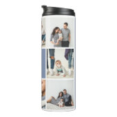 Colorblock Monogram Familie Fotocollage | Blauw Thermosbeker (Geroteerd rechts)