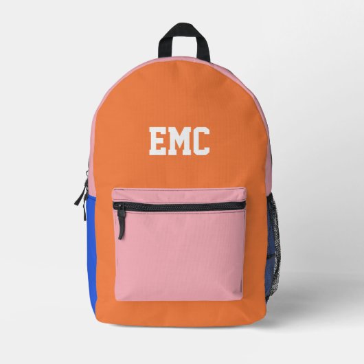 Colorblock monogram gepersonaliseerd bedrukte rugzak (Voorkant)