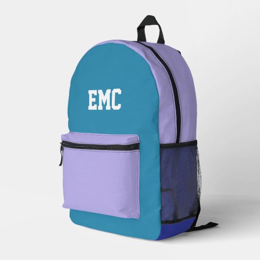 Colorblock monogram gepersonaliseerd bedrukte rugzak (Achterkant Hoek Rechts)