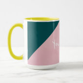 Colorblock Pink en Peacock Blue Retro Mok (Links)