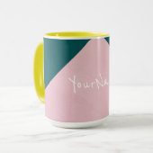 Colorblock Pink en Peacock Blue Retro Mok (Voorkant links)