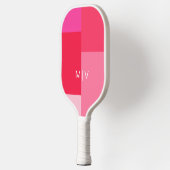 Colorblock Roze en Rood | Modern Monogram Pickleball Paddle (Links)
