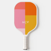 Colorblock Roze en Sinaasappel | Modern Monogram Pickleball Paddle (Achterkant)