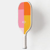 Colorblock Roze en Sinaasappel | Modern Monogram Pickleball Paddle (Links)