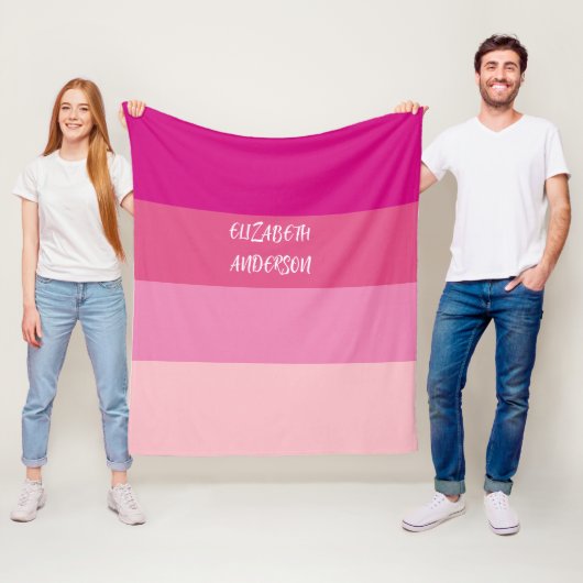 ColorBlock Roze Horizontale Streep Fleece Deken (In situ)