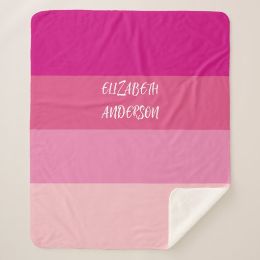 ColorBlock Roze Horizontale Streep Sherpa Deken (Voorkant)