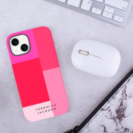 Colorblock roze & rood monogram Case-Mate iPhone 14 hoesje