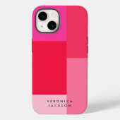 Colorblock roze & rood monogram Case-Mate iPhone case (Achterkant)