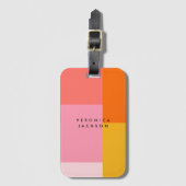 Colorblock roze Sinaasappel geel monogram Bagagelabel (Voorkant (verticaal))