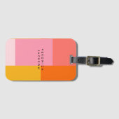 Colorblock roze Sinaasappel geel monogram Bagagelabel (Voorkant (horizontaal))