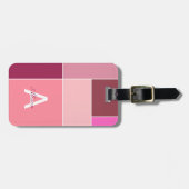 Colorblock streep roze monogram bagagelabel (Voorkant horizontaal)