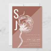 Colorblock Typografie Botanical Wedding Earth Tone Kaart (Voorkant)