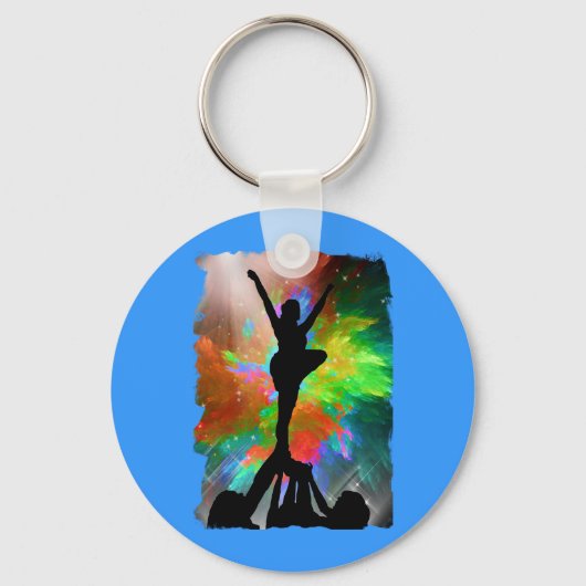 Colorburst Achtergrond met Cheerleraders Sleutelhanger (Voorkant)