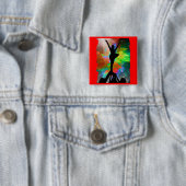 Colorburst Achtergrond met Cheerleraders Vierkante Button 5,1 Cm (In situ)