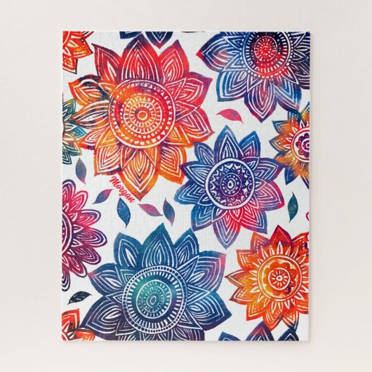 Colorburst Mandala Garden – Levendig Boho cadeau Legpuzzel (Verticaal)