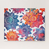 Colorburst Mandala Garden – Levendig Boho cadeau Legpuzzel (Horizontaal)