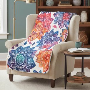 Colorburst Mandala Garden – Levendig Boho cadeau Sherpa Deken