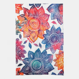 Colorburst Mandala Garden – Levendig Boho cadeau Theedoek