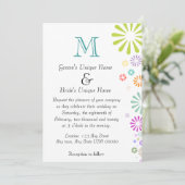 Colorbursts Monogram bruiloft Kaart (Staand voorkant)