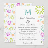 Colorbursts Monogram bruiloft Kaart (Voorkant / Achterkant)