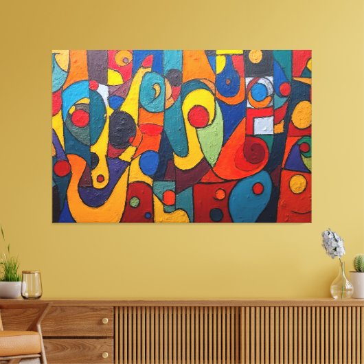 Colorcube 1 Kleurrijk Kubisme Canvas Print (Insitu (Woonkamer))