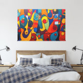 Colorcube 1 Kleurrijk Kubisme Canvas Print (Insitu (Slaapkamer))