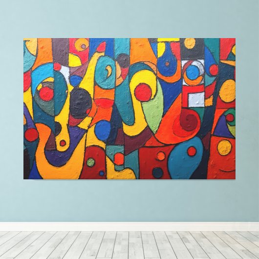 Colorcube 1 Kleurrijk Kubisme Canvas Print (Insitu (Houten vloer))