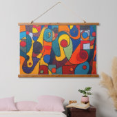 Colorcube 1 kleurrijk kubisme hangend wandkleed (Slaapkamer)