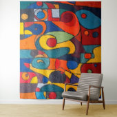 Colorcube 1 Kleurrijk kubisme Tapestry Wandkleed (In situ)