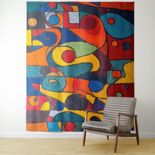 Colorcube 1 Kleurrijk kubisme Tapestry Wandkleed (In situ)