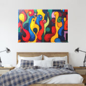 Colorcube 2 Kleurrijke kubisme Canvas Print (Insitu (Slaapkamer))