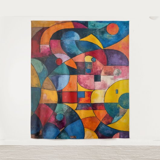 Colorcube 3 Kleurrijk kubisme Tapestry Wandkleed (Voorkant)