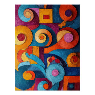 Colorcube 4 Kleurrijk kubisme Poster