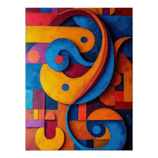 Colorcube 5 Kleurrijk kubisme Poster (Voorkant)