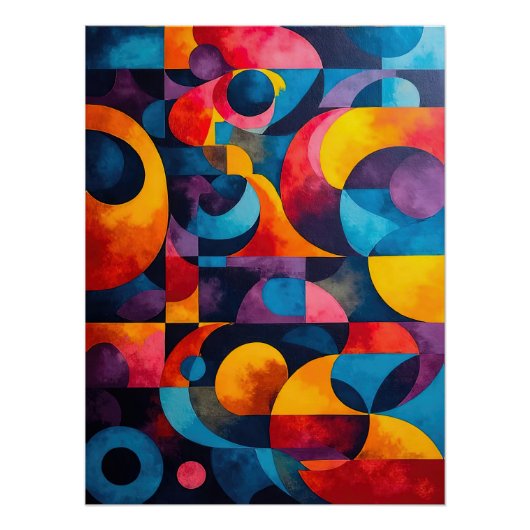 Colorcube 6 Kleurrijk kubisme Poster (Voorkant)