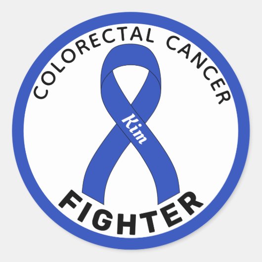 Colorectaal kankerbestrijder wit lint ronde sticker (Voorkant)