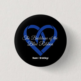 Colorectal Cancer Backbone Heart Blue Awareness  Ronde Button 3,2 Cm
