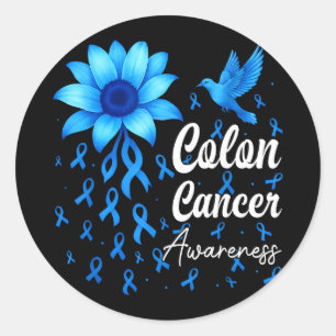 Colorectale blauwe lint zonnebloem darmkanker ronde sticker