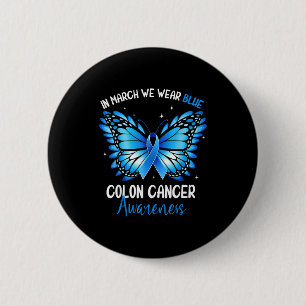 Colorectale blauwe vlinder darmkanker bewustzijn ronde button 5,7 cm