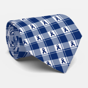 Colorectale Kanker Bewustzijns Plaid Donkerblauwe  Stropdas