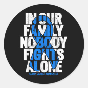 Colorectale kanker Ondersteuning Familie Blauwe Co Ronde Sticker