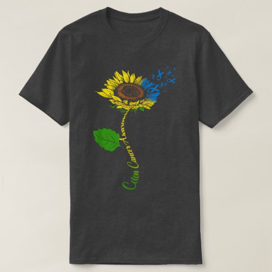 Colorectale kankerwaarschuwing Month Ribbon Sunflo T-shirt (Design voorkant)